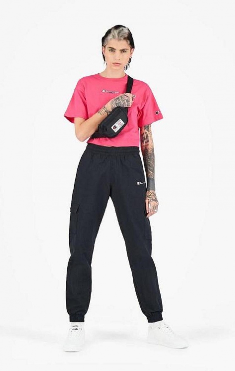 Magliette Donna Champion Script Logo Cropped T-Shirt Rosa Scuro | 9402-MRCDE