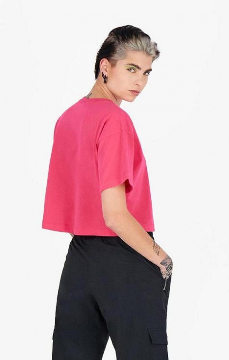 Magliette Donna Champion Script Logo Cropped T-Shirt Rosa Scuro | 9402-MRCDE