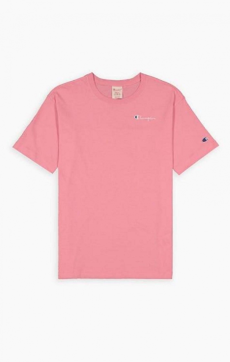 Magliette Donna Champion Small Script Logo T-Shirt Rosa | 2547-QIUBH